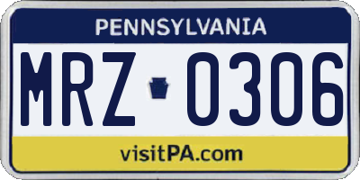 PA license plate MRZ0306