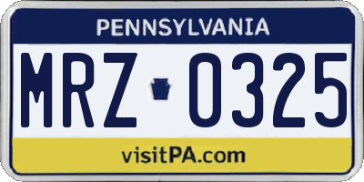 PA license plate MRZ0325