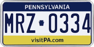 PA license plate MRZ0334
