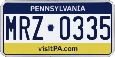PA license plate MRZ0335