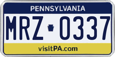 PA license plate MRZ0337