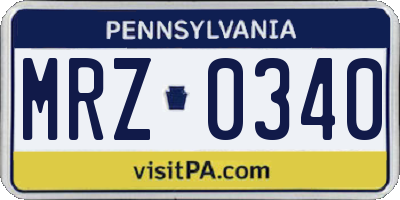 PA license plate MRZ0340
