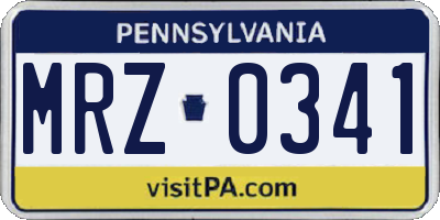 PA license plate MRZ0341