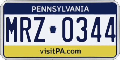 PA license plate MRZ0344