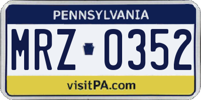 PA license plate MRZ0352