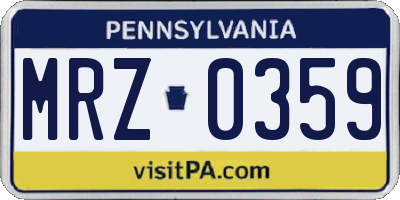 PA license plate MRZ0359