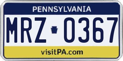 PA license plate MRZ0367