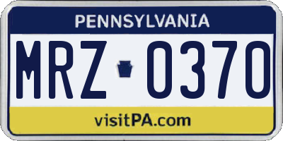 PA license plate MRZ0370
