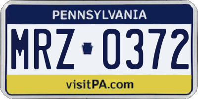 PA license plate MRZ0372