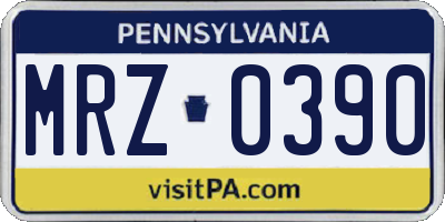 PA license plate MRZ0390