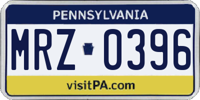 PA license plate MRZ0396