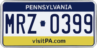 PA license plate MRZ0399
