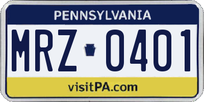PA license plate MRZ0401