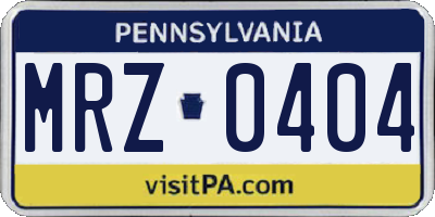 PA license plate MRZ0404