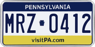 PA license plate MRZ0412