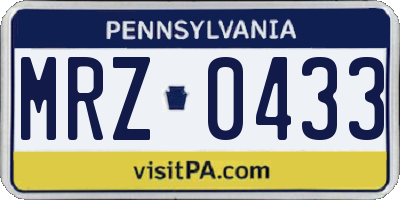 PA license plate MRZ0433