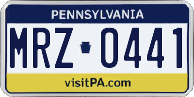 PA license plate MRZ0441