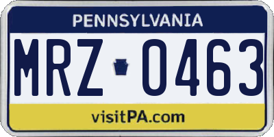 PA license plate MRZ0463
