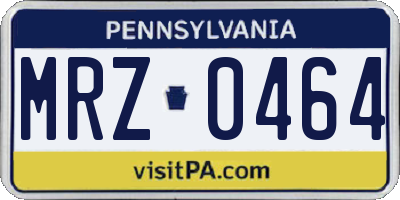 PA license plate MRZ0464