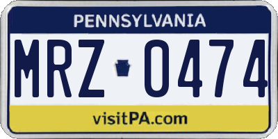 PA license plate MRZ0474