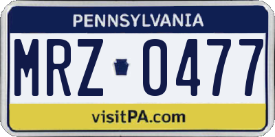 PA license plate MRZ0477