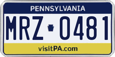 PA license plate MRZ0481