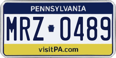 PA license plate MRZ0489