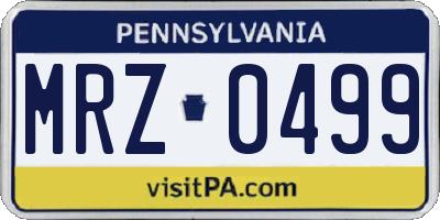 PA license plate MRZ0499