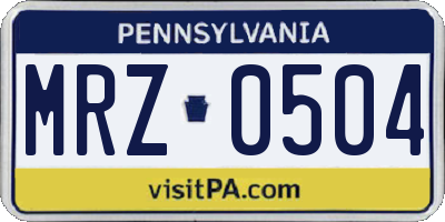 PA license plate MRZ0504