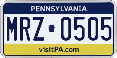 PA license plate MRZ0505