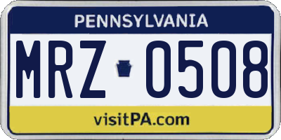 PA license plate MRZ0508