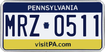 PA license plate MRZ0511