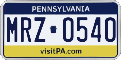 PA license plate MRZ0540