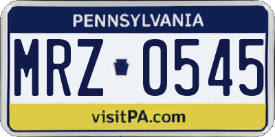 PA license plate MRZ0545