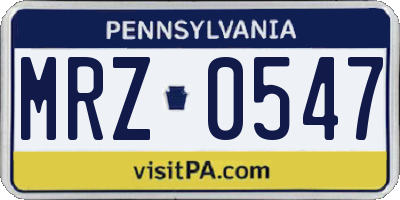 PA license plate MRZ0547