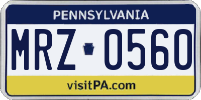 PA license plate MRZ0560