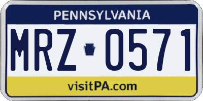 PA license plate MRZ0571