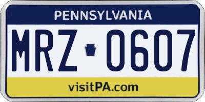 PA license plate MRZ0607