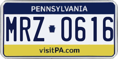 PA license plate MRZ0616