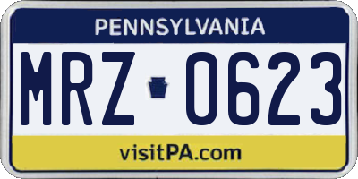 PA license plate MRZ0623