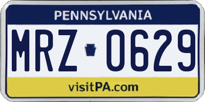 PA license plate MRZ0629