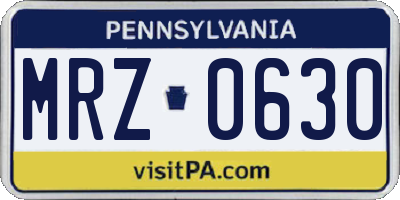 PA license plate MRZ0630