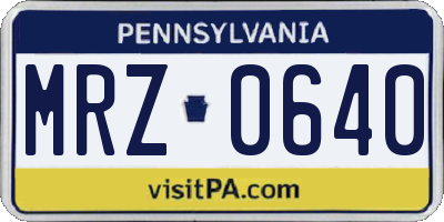 PA license plate MRZ0640