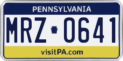 PA license plate MRZ0641