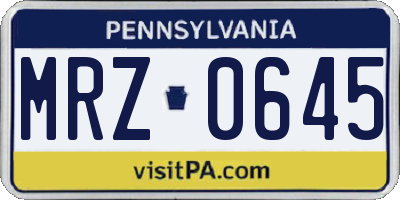 PA license plate MRZ0645