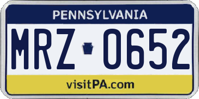 PA license plate MRZ0652