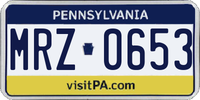 PA license plate MRZ0653