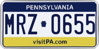 PA license plate MRZ0655