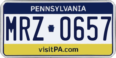 PA license plate MRZ0657