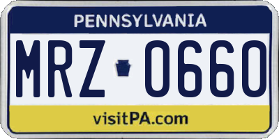 PA license plate MRZ0660